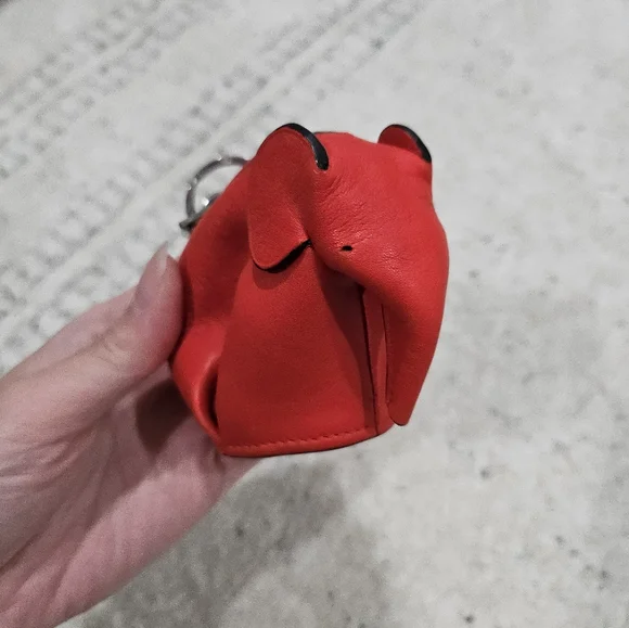Loewe Red Leather Elephant Coin Case